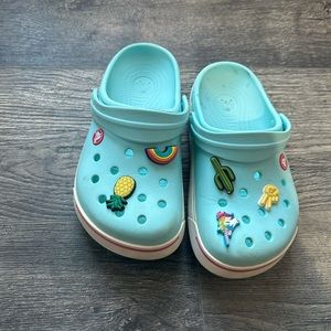 Blue crocs size J3 with jibbitz